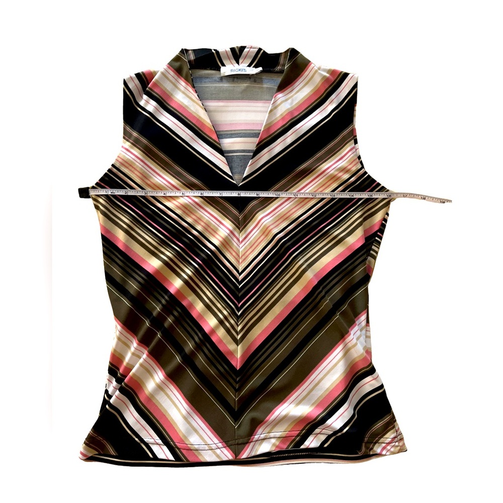CLEARANCE Ricki’s Multicolour Striped Sleeveless Fitted V-neck Tank Top - Picture 4 of 8